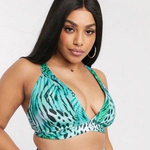 ASOS curve Green Animal Print Triangle Bikini Top size 26 💚
